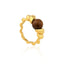 Simple Style Vintage Horn Design 18k Gold Plated Stainless Steel Ring with Pearl and Natural Stone