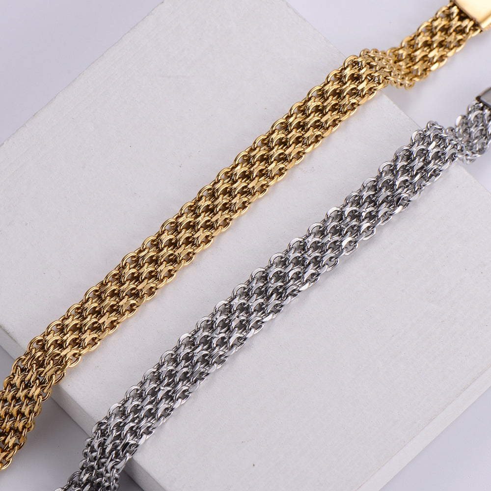 Simple Constellation 18K Gold Plated Stainless Steel Square Weave Couple Bracelets