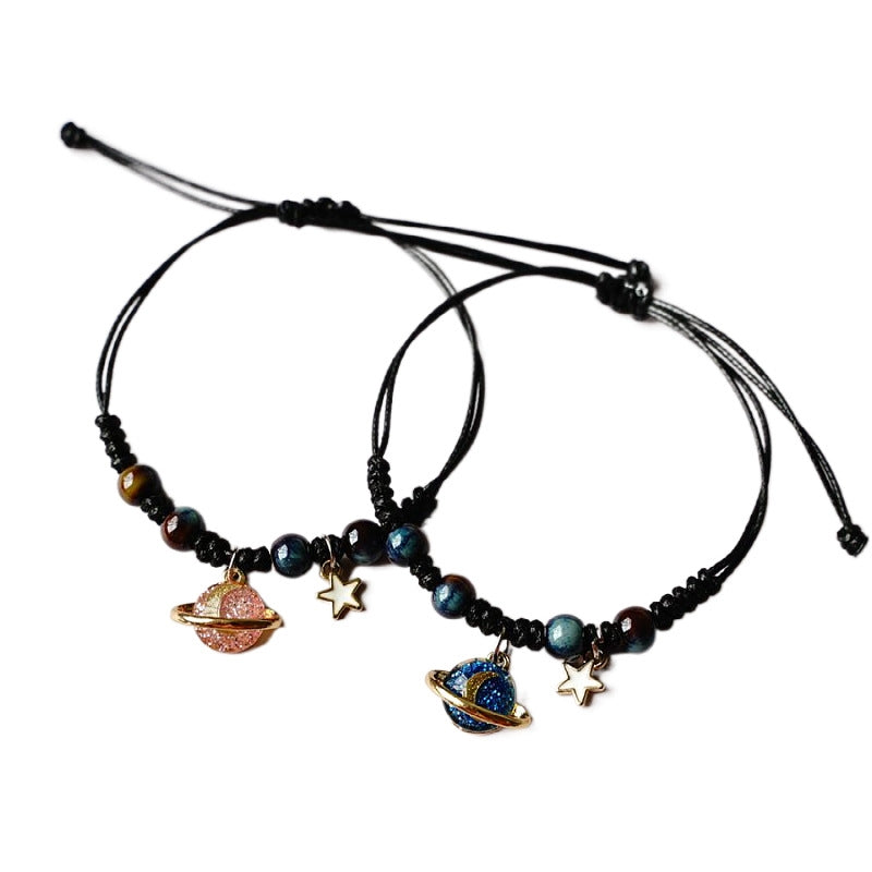 Simple Constellation Cosmic Planet Star and Moon Bracelets for Couples and Students