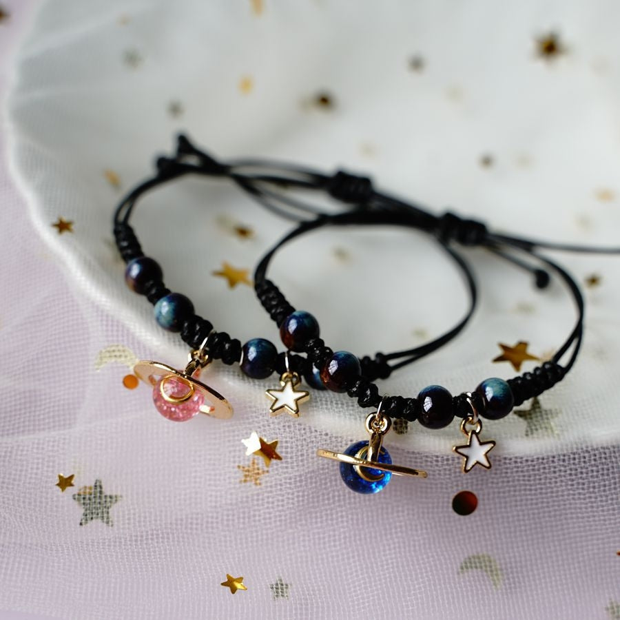 Simple Constellation Cosmic Planet Star and Moon Bracelets for Couples and Students