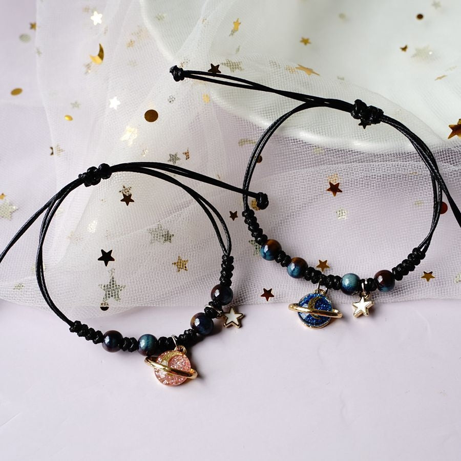 Simple Constellation Cosmic Planet Star and Moon Bracelets for Couples and Students