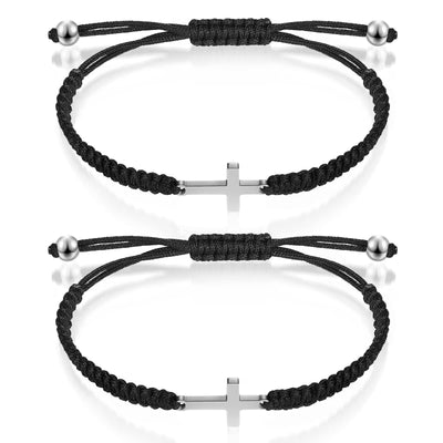 Simple Cross Alloy Rope Adjustable Couple Bracelets