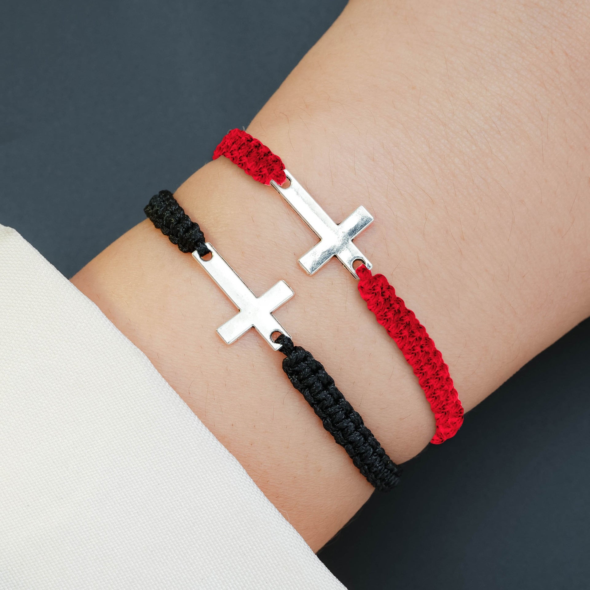 Simple Cross Alloy Rope Adjustable Couple Bracelets