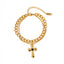 Minimalist Cross Double Layer Stainless Steel and Black Onyx Bracelet in Gold