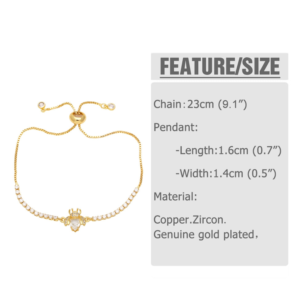 Simple Style Heart and Star Cross 18k Gold Plated Zircon Bracelet