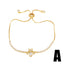 Simple Style Heart and Star Cross 18k Gold Plated Zircon Bracelet