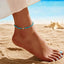 14K Gold & White Gold Plated Turquoise Cross Sterling Silver Women's Anklet