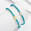 14K Gold & White Gold Plated Turquoise Cross Sterling Silver Women's Anklet