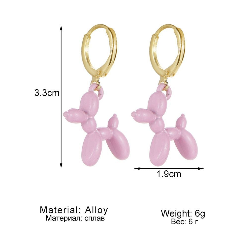 Simple Style Candy Color Balloon Dog Alloy Women's Earrings