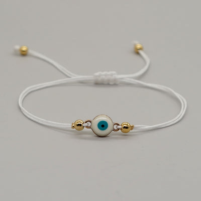 Simple Bohemian Eye Alloy Braid Bracelet with Colorful Rice Beads