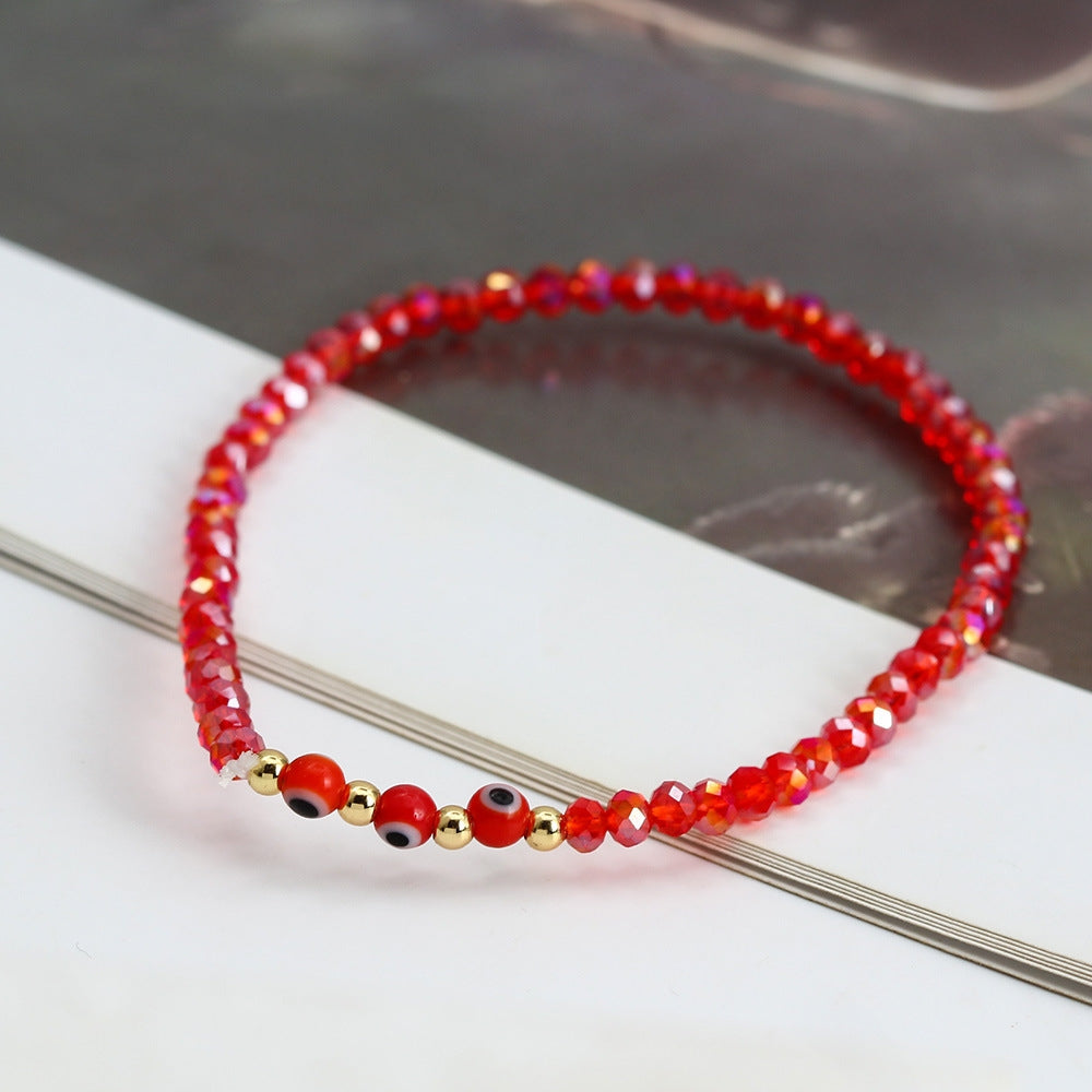 Simple Evil Eye Crystal Beaded Unisex Bracelet