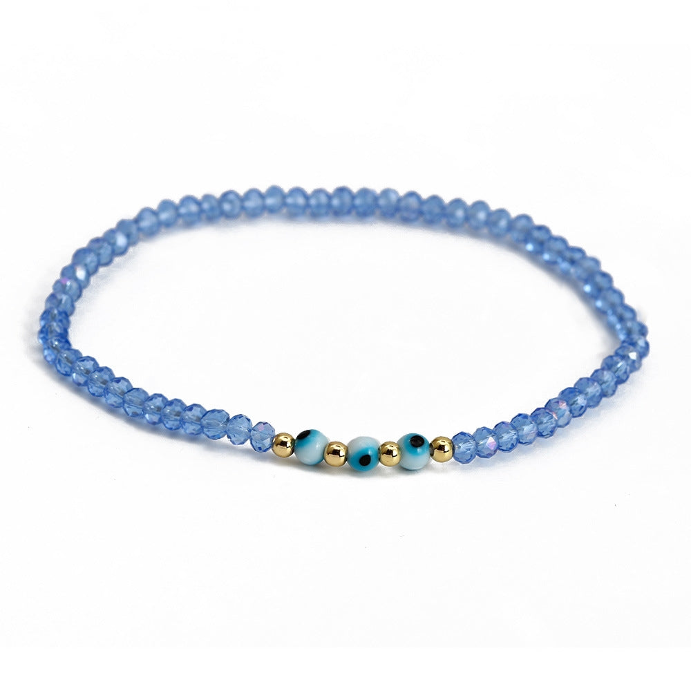 Simple Evil Eye Crystal Beaded Unisex Bracelet