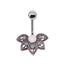 Simple Floral Titanium Plated Belly Ring with Inlaid Diamond