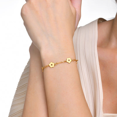 Simple Floral 18k Gold Plated Stainless Steel Bracelet