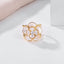 Simple Floral Stainless Steel Rhinestone Inlay Shell Scarf Ring for Women