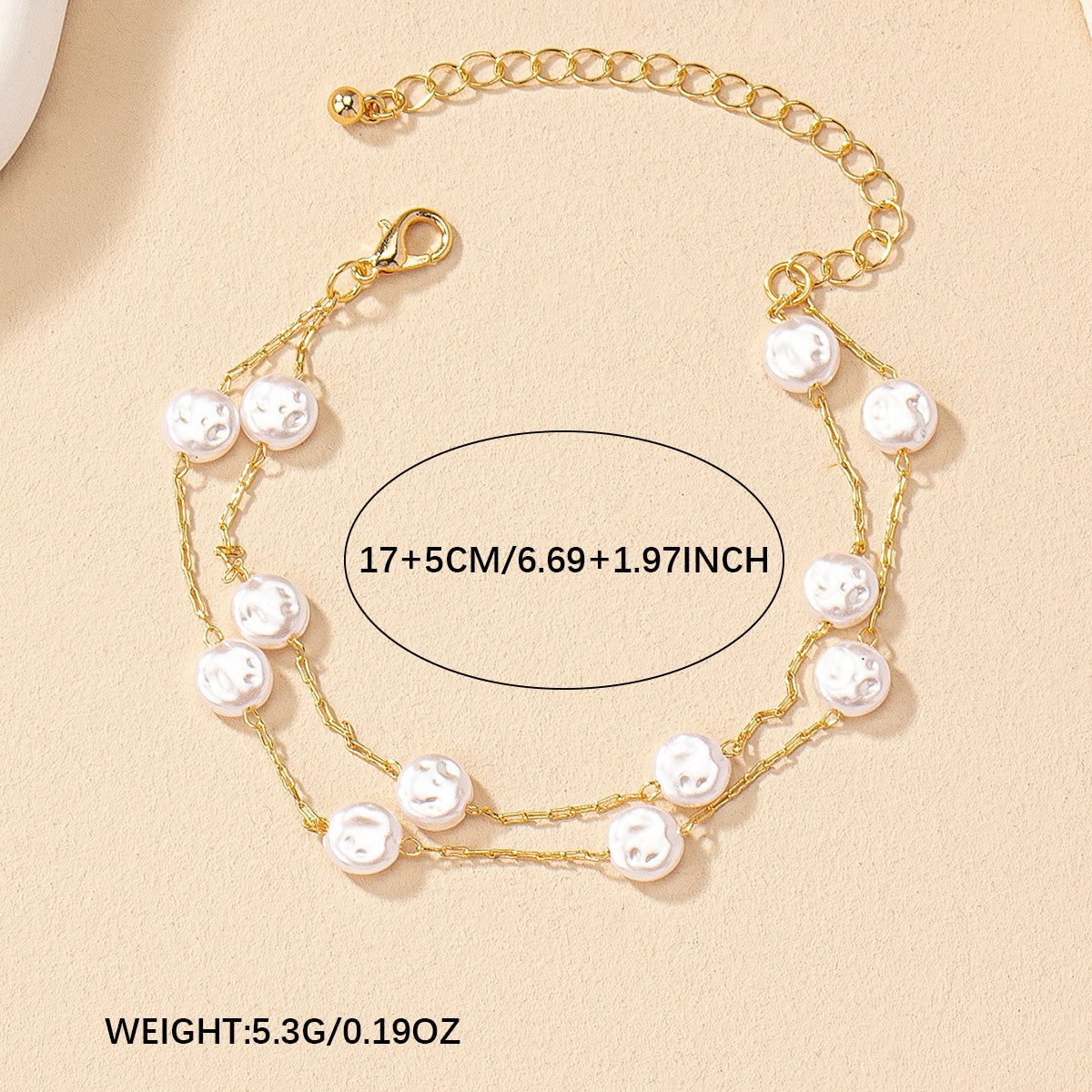 Simple Flower Alloy Double-Layer Starry Pearl Bracelet