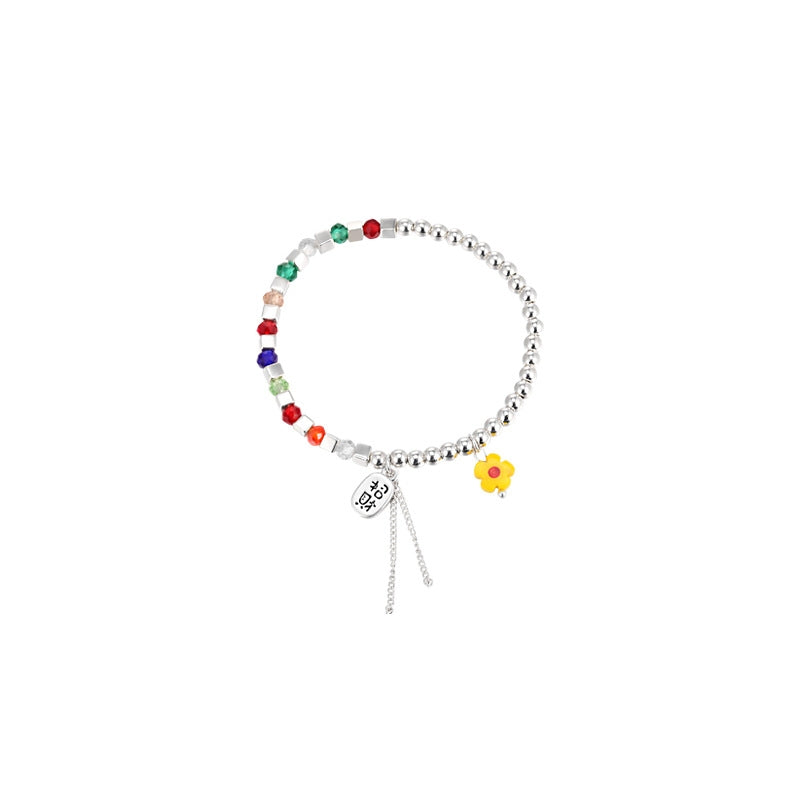 Simple Style Flower Alloy Crystal Beaded Bracelet for Women