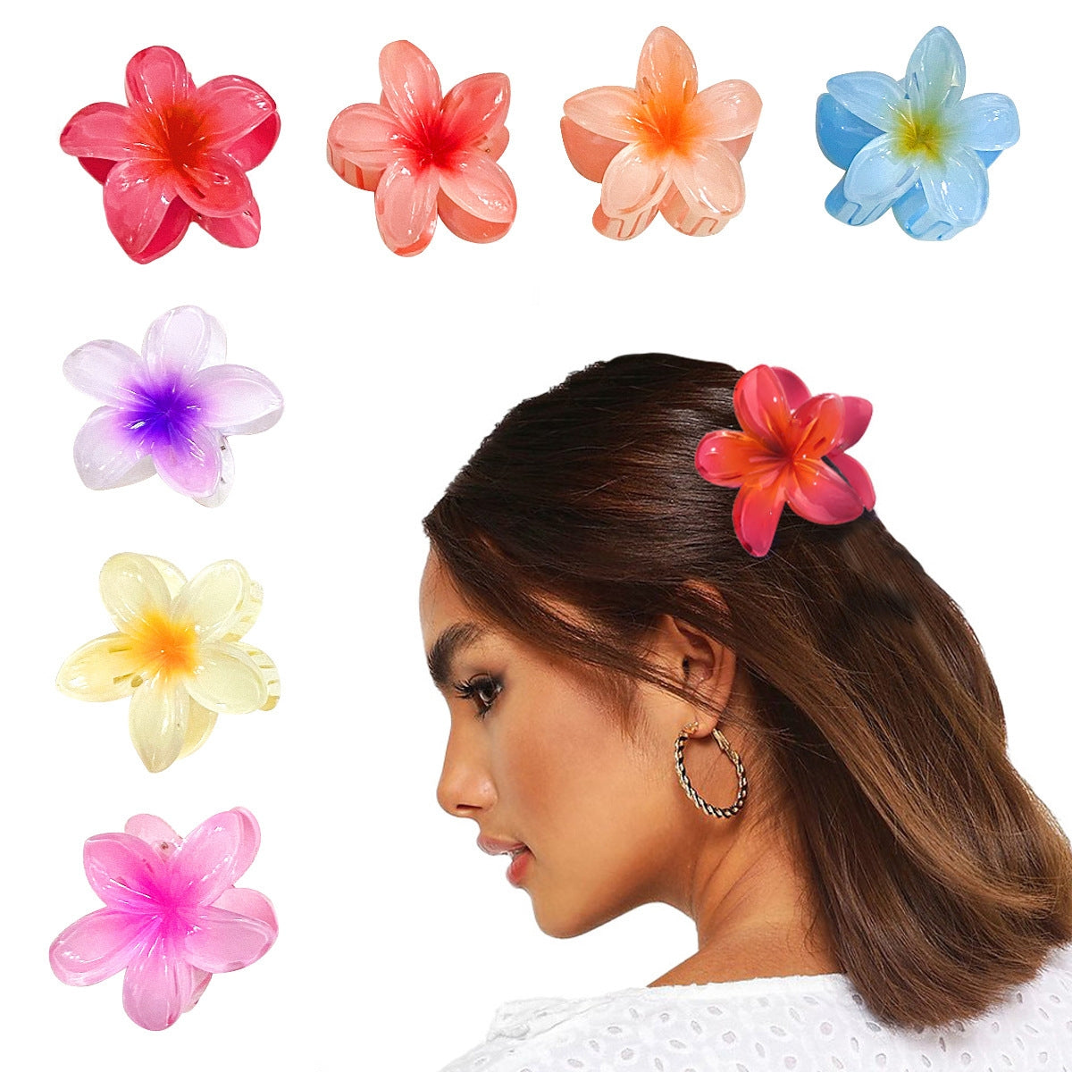 Simple Gradient Flower Hair Claw Clip