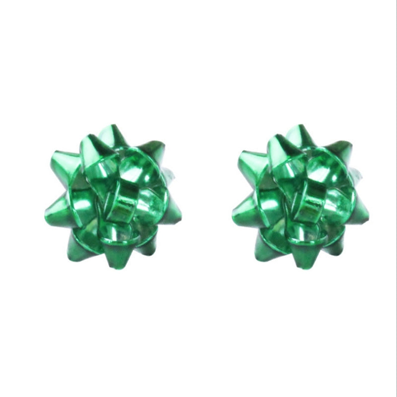 Simple Metal Flower Christmas Bow Stud Earrings for Women