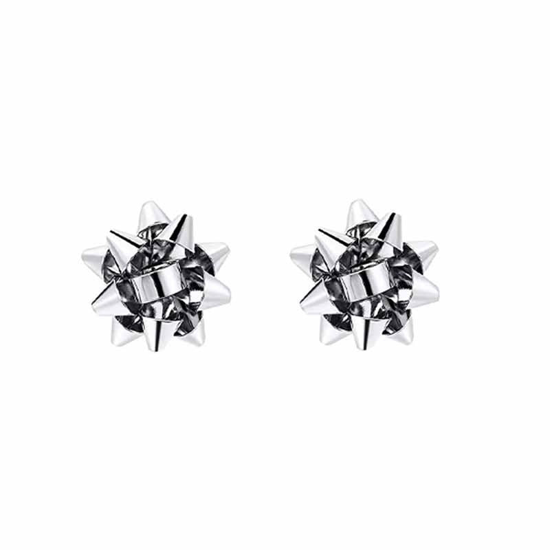 Simple Metal Flower Christmas Bow Stud Earrings for Women