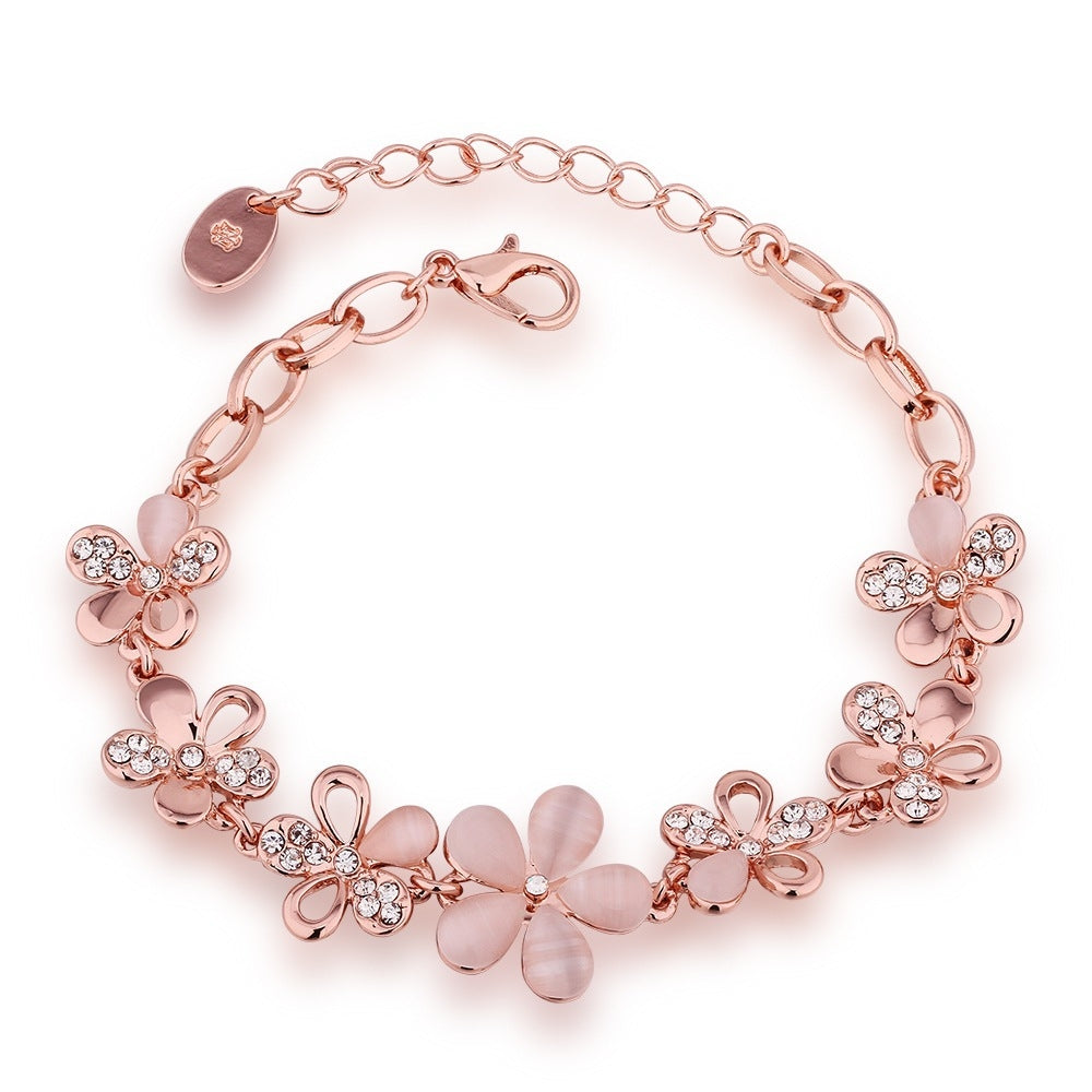 Simple Style Crystal Opal Plum Blossom Women's Bracelet - Fashion Jewelry Gift