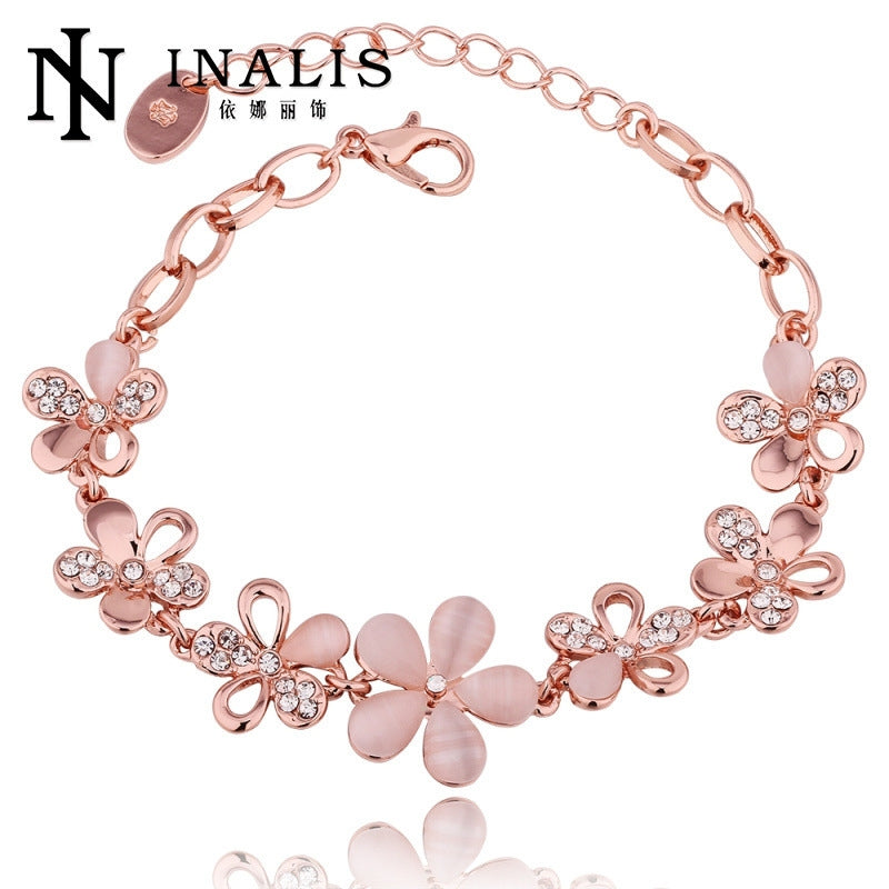 Simple Style Crystal Opal Plum Blossom Women's Bracelet - Fashion Jewelry Gift