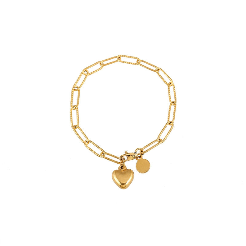 Minimalist 18K Gold Plated Stainless Steel Heart Pattern Bracelet