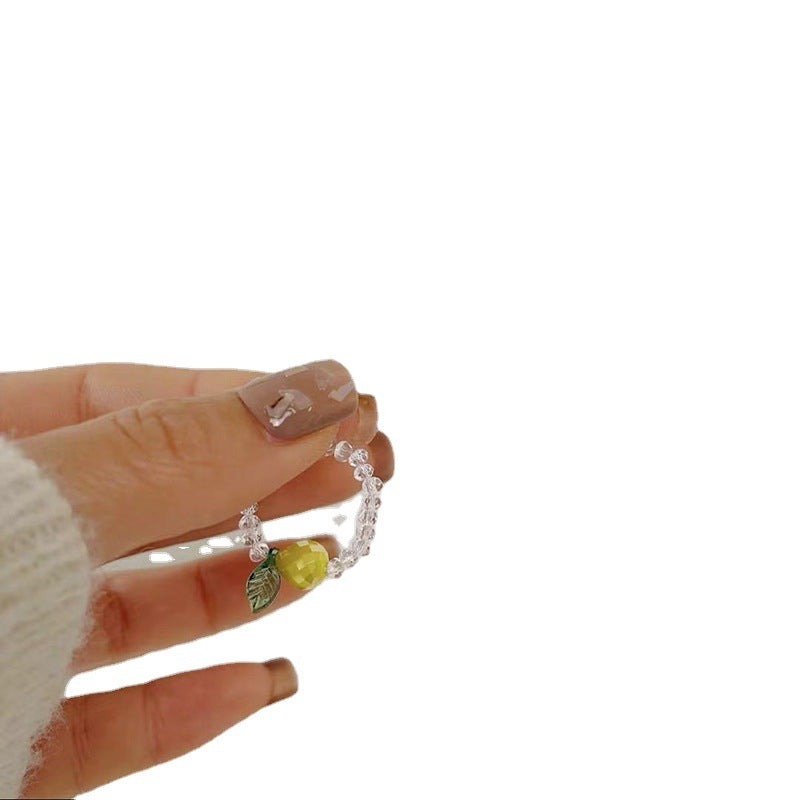 Simple Style Crystal Fruit Beaded Women's Ring and Bracelet Set