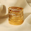 18K Gold Plated Geometric Zircon Bangle with Roman Numerals and Star Design