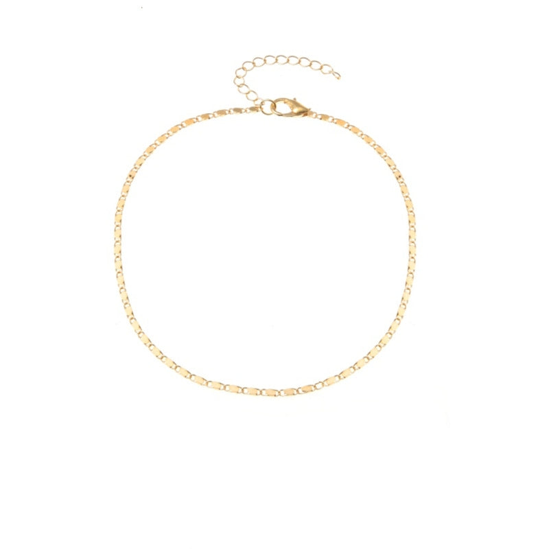 Simple Geometric Alloy Plated Beach Anklet