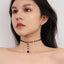 Simple Geometric Alloy Choker Necklace with Artificial Crystal and Pearl Inlay