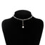 Simple Geometric Alloy Choker Necklace with Artificial Crystal and Pearl Inlay