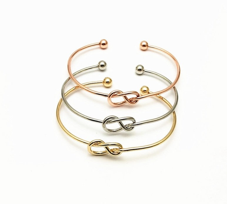 Simple Geometric Knot Open Cuff Bangle Bracelet