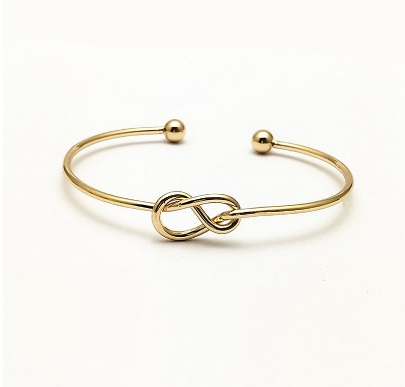 Simple Geometric Knot Open Cuff Bangle Bracelet