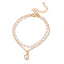 Geometric Alloy Beaded Double Love Pearl Bracelet for Women