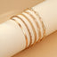 Geometric Alloy Plated Multi-Layer Chain Bracelet Set - 5 Piece