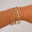 Geometric Alloy Plated Multi-Layer Chain Bracelet Set - 5 Piece