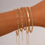 Geometric Alloy Plated Multi-Layer Chain Bracelet Set - 5 Piece