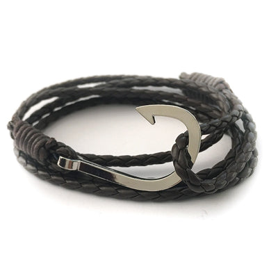 Geometric Alloy Rope & Multi-Layer Leather Anchor Bracelets for Women