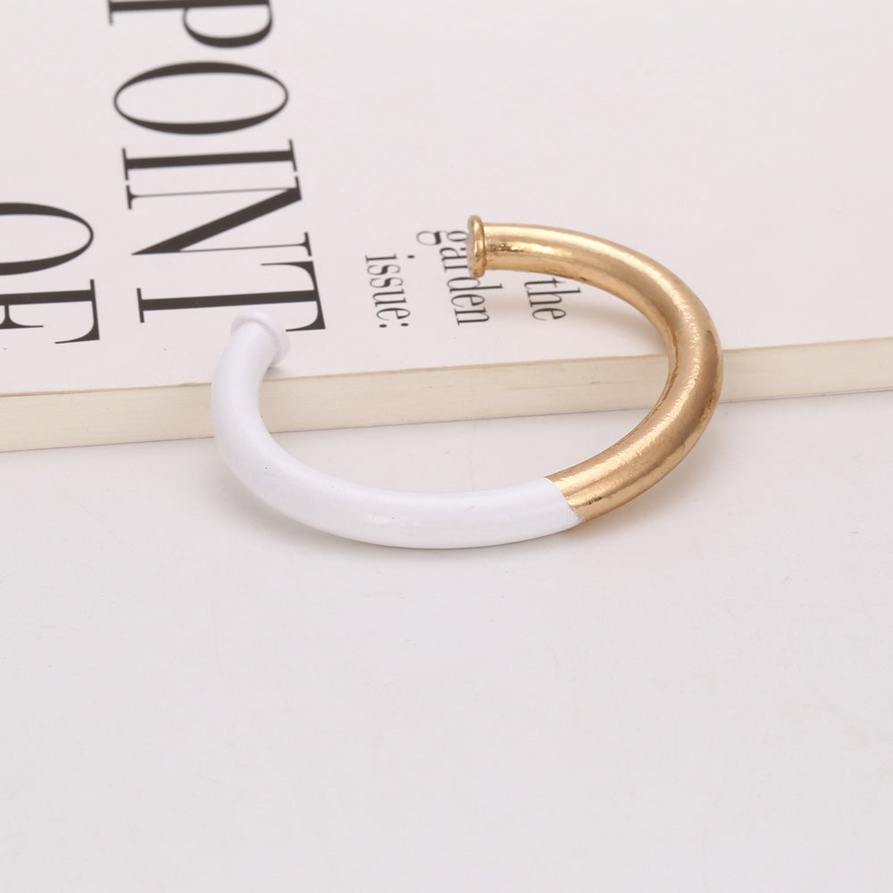 Simple Geometric Alloy Statement Bangle Bracelet Set