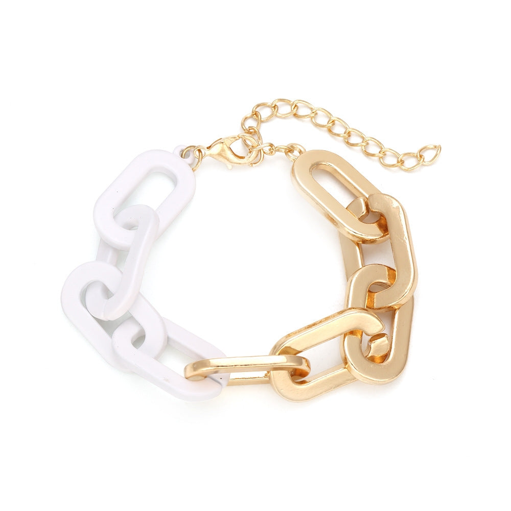 Simple Geometric Alloy Statement Bangle Bracelet Set