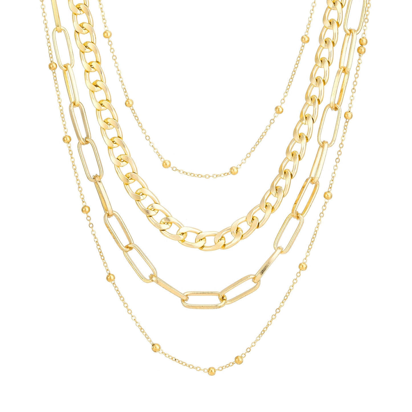 Simple Geometric Multi-Layer Alloy Necklace