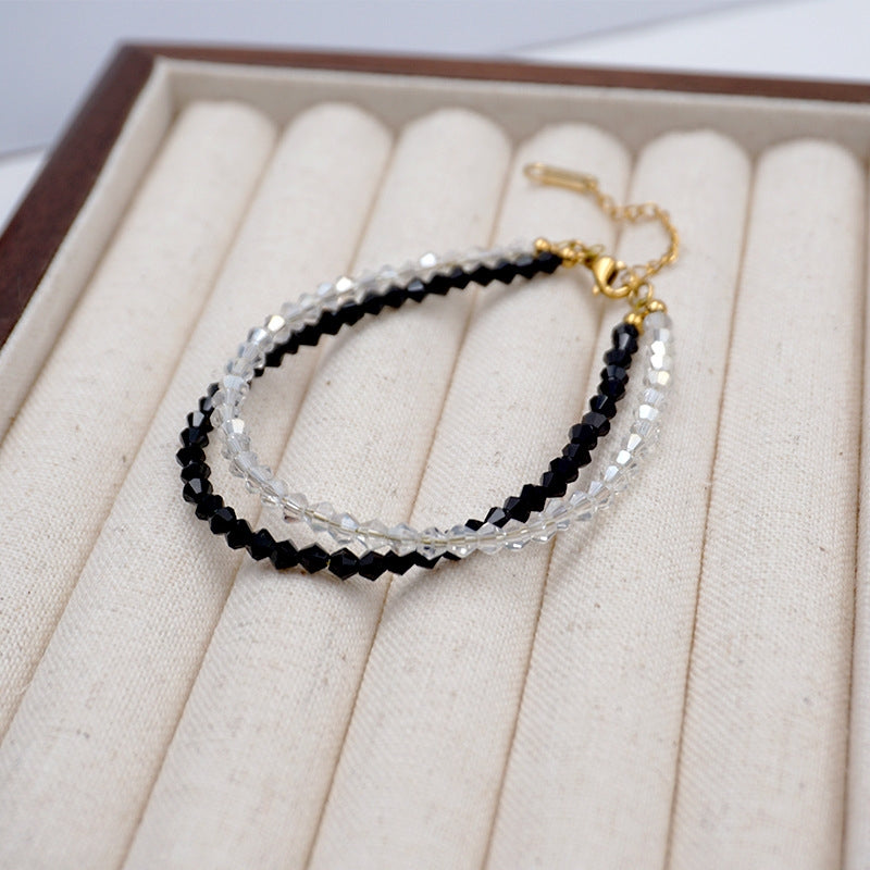 Simple Geometric Crystal Beaded Layered Women's Bracelet Gift