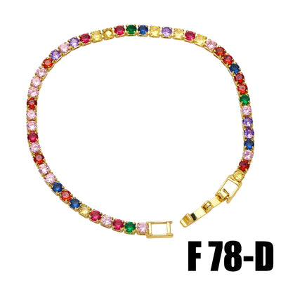 Simple Geometric 18k Gold Plated Zircon Tennis Chain Bracelet