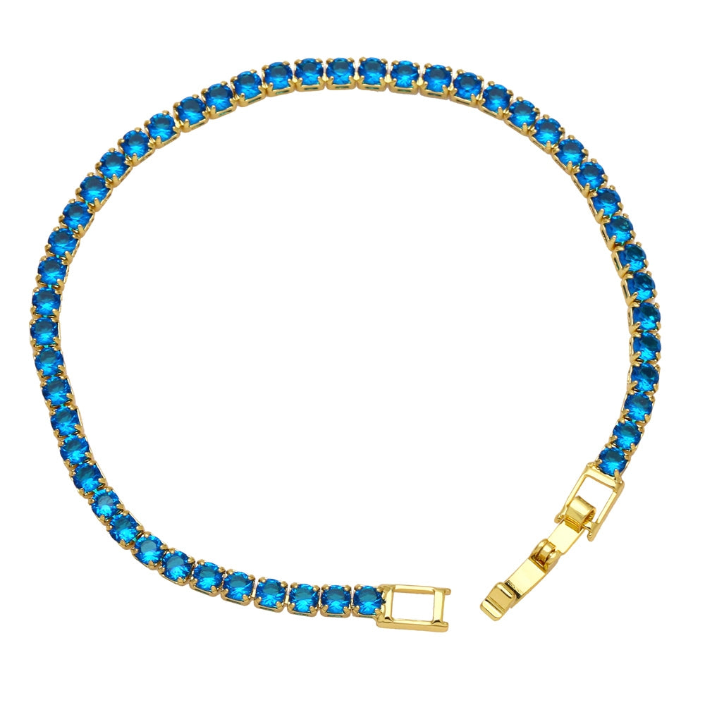 Simple Geometric 18k Gold Plated Zircon Tennis Chain Bracelet