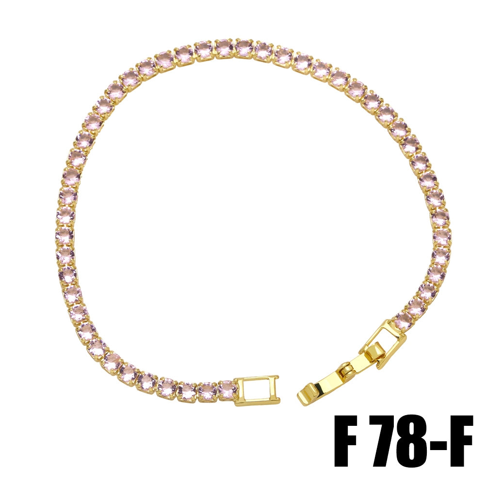 Simple Geometric 18k Gold Plated Zircon Tennis Chain Bracelet