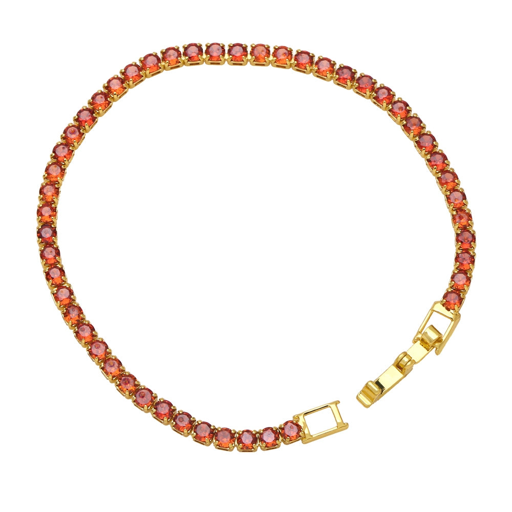 Simple Geometric 18k Gold Plated Zircon Tennis Chain Bracelet