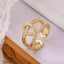 Geometric Zircon 18k Gold Plated Open Ring for Women