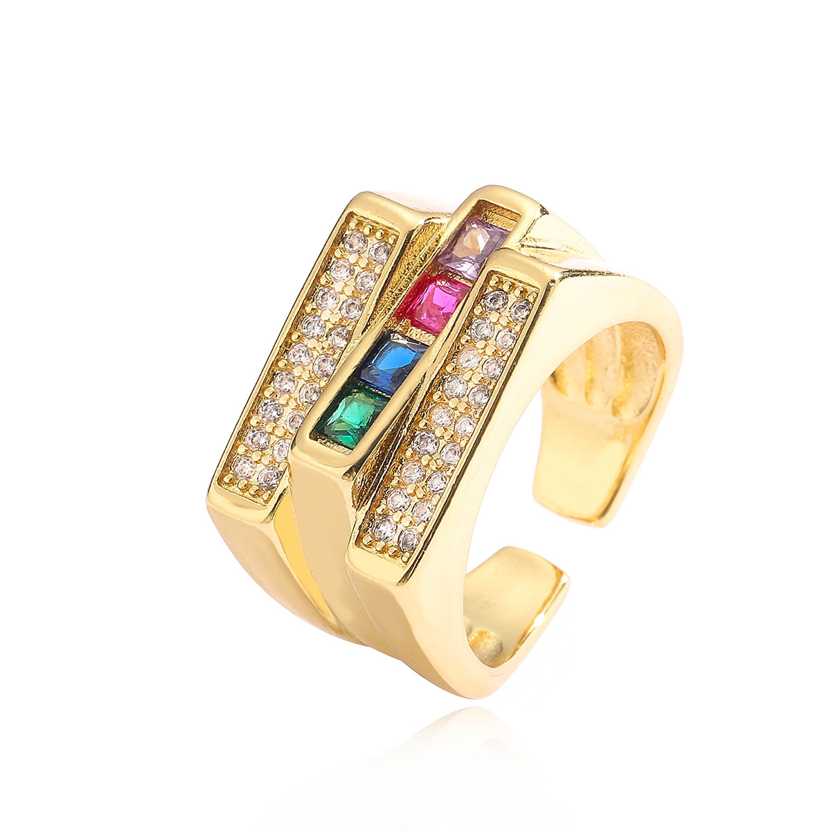 18k Gold Plated Geometric Zircon Open Ring