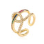 Geometric Zircon 18k Gold Plated Open Ring for Women